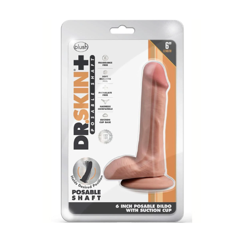 Dr. Skin Plus Posable Dildo with Balls and Suction Cup 6in