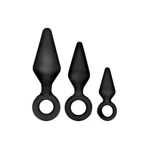 Luxe Night Rimmer Silicone Anal Kit (3 piece kit) - Black