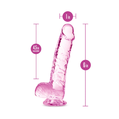 Naturally Yours Crystalline Dildo 6in - Rose