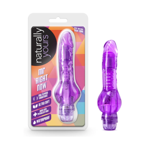 Naturally Yours Mr. Right Now Vibrating Dildo 6.5in - Purple
