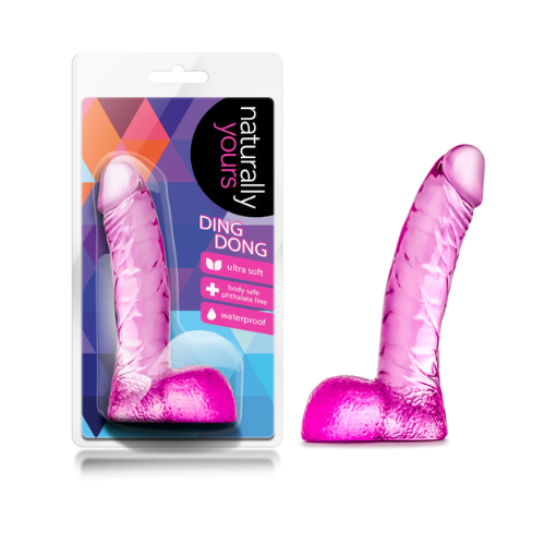 Naturally Yours Ding Dong Dildo with Balls 5.5in - Pink