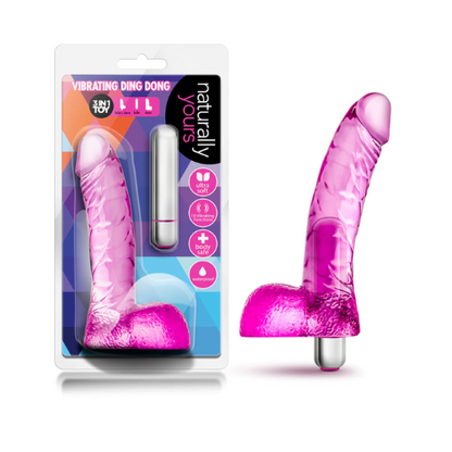 Naturally Yours Vibrating Ding Dong Dildo 6.5in - Pink