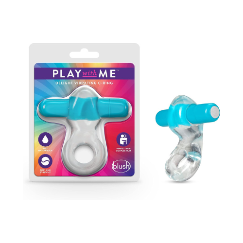 Play with Me Delight Vibrating Cock Ring - Blue