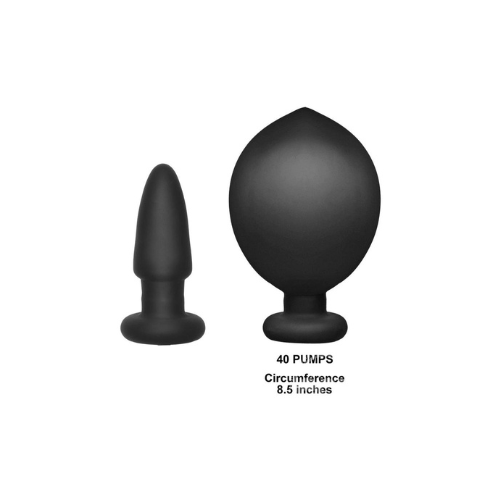 Deluxe Wonder Plug Inflatable Silicone Vibrating Butt Plug with Remote Control - Black