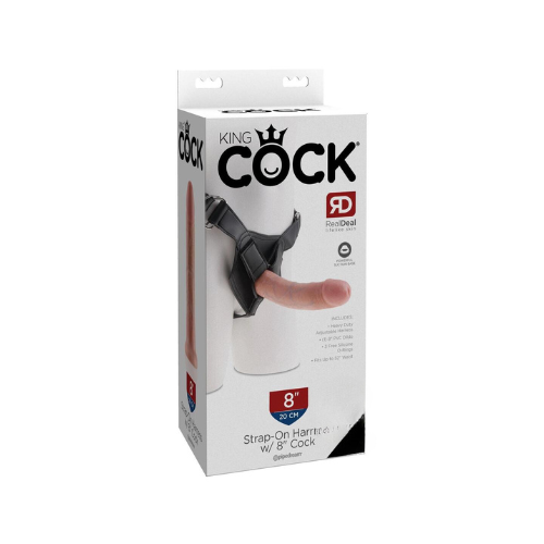King Cock Strap on Harness with Dildo 8in - Vanilla